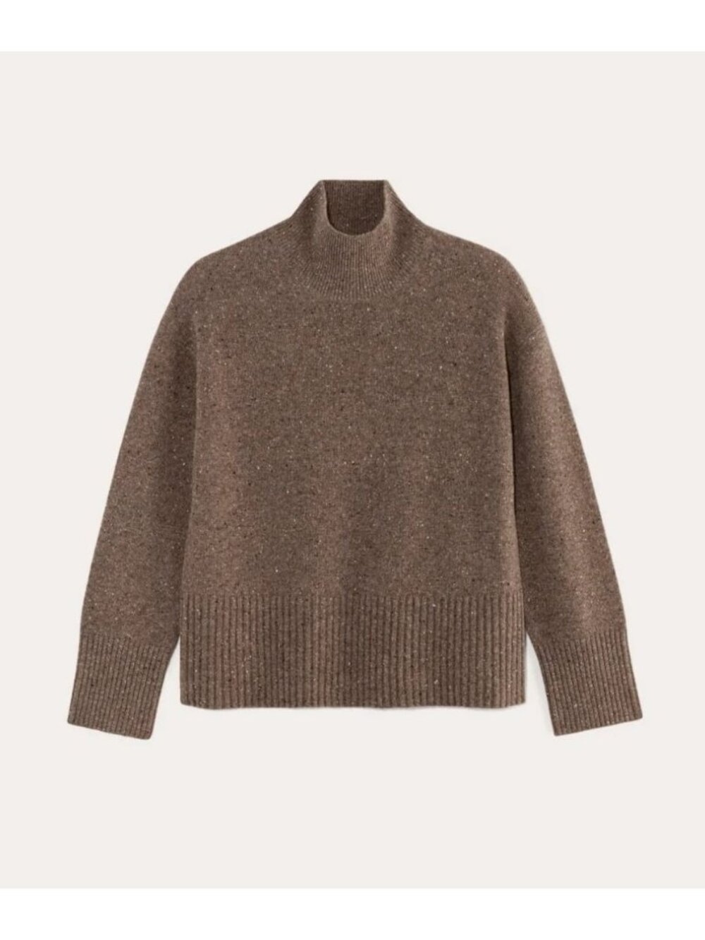 Everlane The Boxy Turtleneck in Cashmere Women's Size XS Taupe Brown Donegal NWT